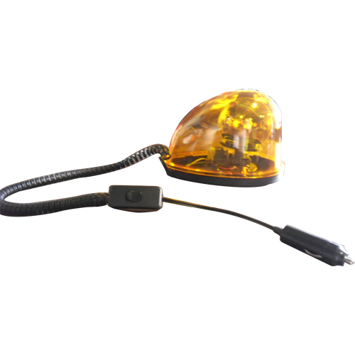 Torreta giratoria de luz ámbar tipo coyac, conector para auto, interruptor de encendido y apagado, cable espiral de 3 mts. de 12 Volts,