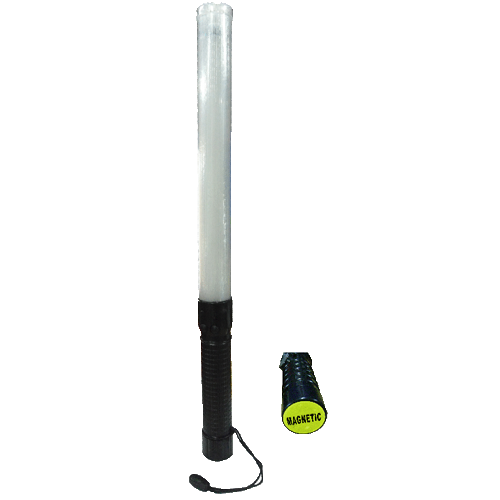 Lampara de luces intermitentes y fijas en color verde y rojo alternadas, tiene laser apuntador, linterna de leds, silbato de advertencia, mango magnético,